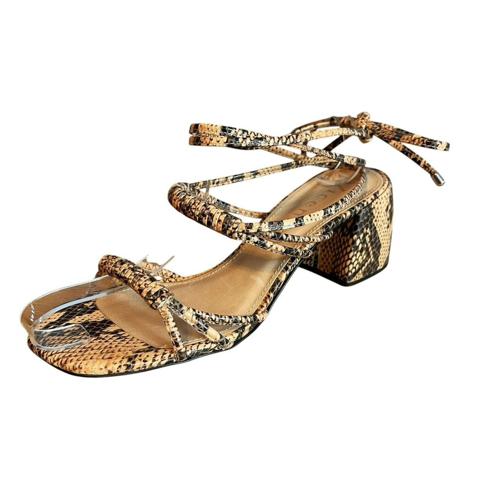 Free People Vicenza Love Struck Leather Shoes Sandals Ankle Wrap Reptile Size 6 - Picture 2 of 8